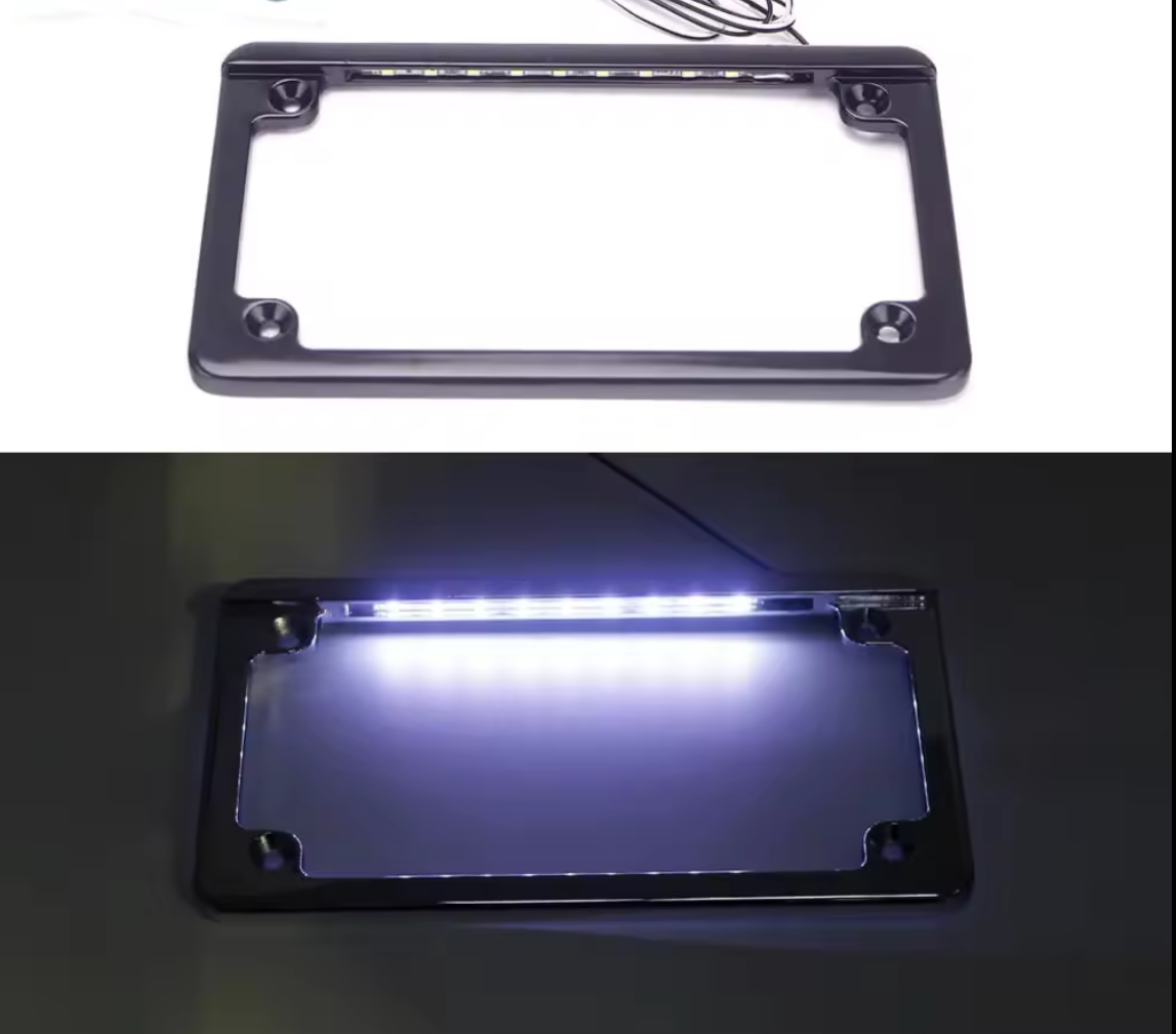 Motorcycle Side Mount License Plate Bracket Holders W/ LED Light Flat Frame For Harley M8 Softail Low Rider ST FXLRST