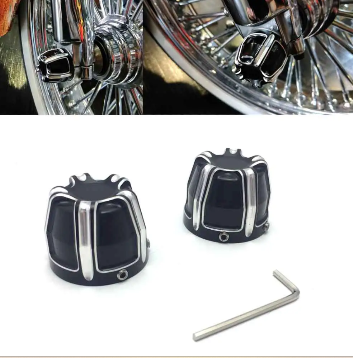 Motorcycle Accessories Aluminum Front Axle Nut Cover Cap Bolt Kit for Harley Touring Softail Dyna VRSC Sportster XL 1200 883