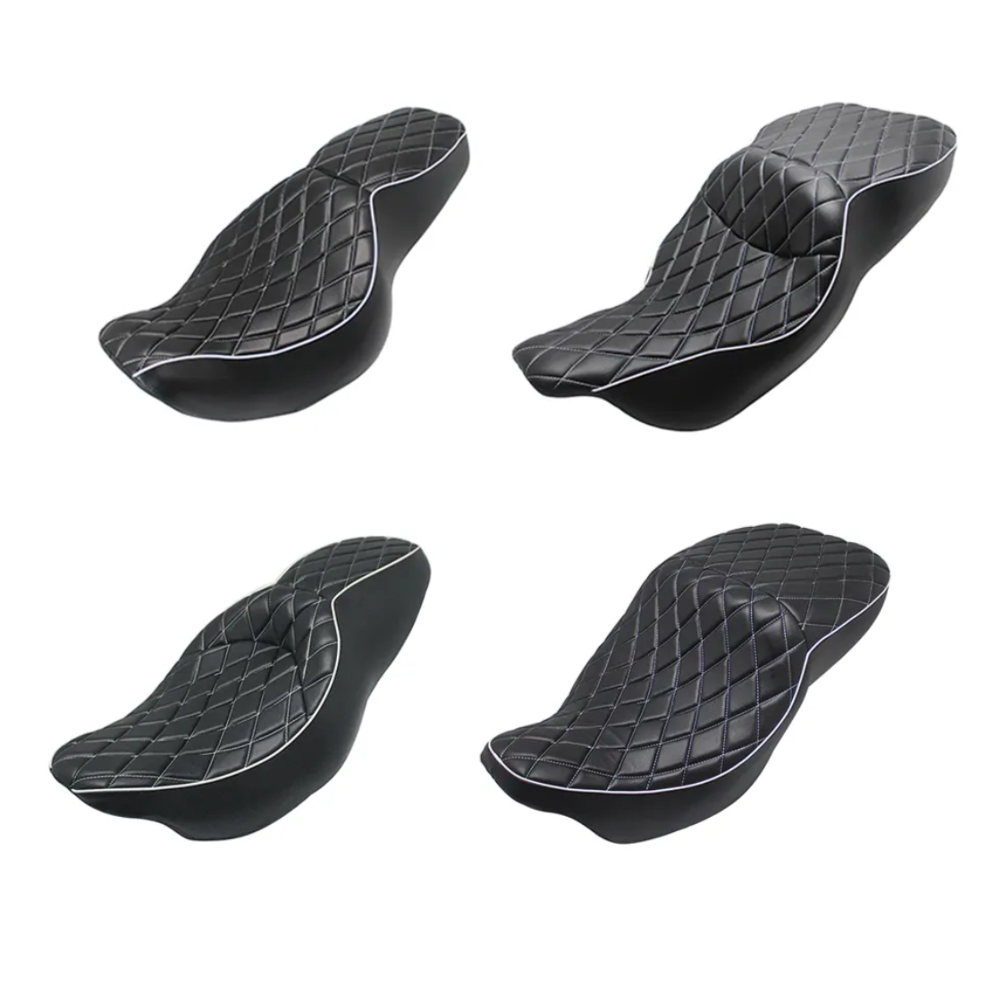 Custom Motorcycle Seat Leather Front Driver Rear Passenger 2 Up Cushion for Harley Davidson Touring 1997-2006 2007-2019